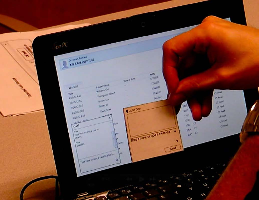 Our team holds a paper communication component over the lower right-hand side of the screen to get feedback on whether radiologists might find that component more useful than what is currently in the software prototype