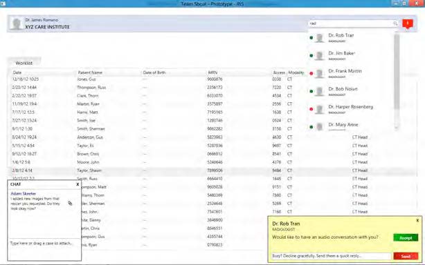 A small and inobtrusive popup notification of an incoming call in the bottom right-hand corner of the RIS window