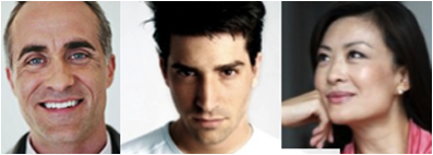 Pictured are our three personas: Clarence, Astaire, and Nora